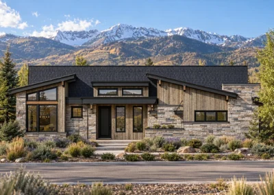 Elevation Downhill 3 4400 Modern Rendering Day Home Builder Park City Ut, Timberidge Custom Homes 10.9.2026