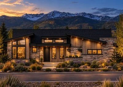 Elevation Downhill 3 4400 Modern Rendering Twilight Home Builder Park City Ut, Timberidge Custom Homes 10.9.2026