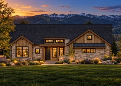 Elevation Downhill 3 4400 Mountain Rendering Twilight Home Builder Park City Ut, Timberidge Custom Homes 10.9.2026