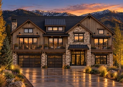 Elevation Uphill 2 Mountain Rendering Twilight Home Builder Park City Ut, Timberidge Custom Homes 10.9.2026